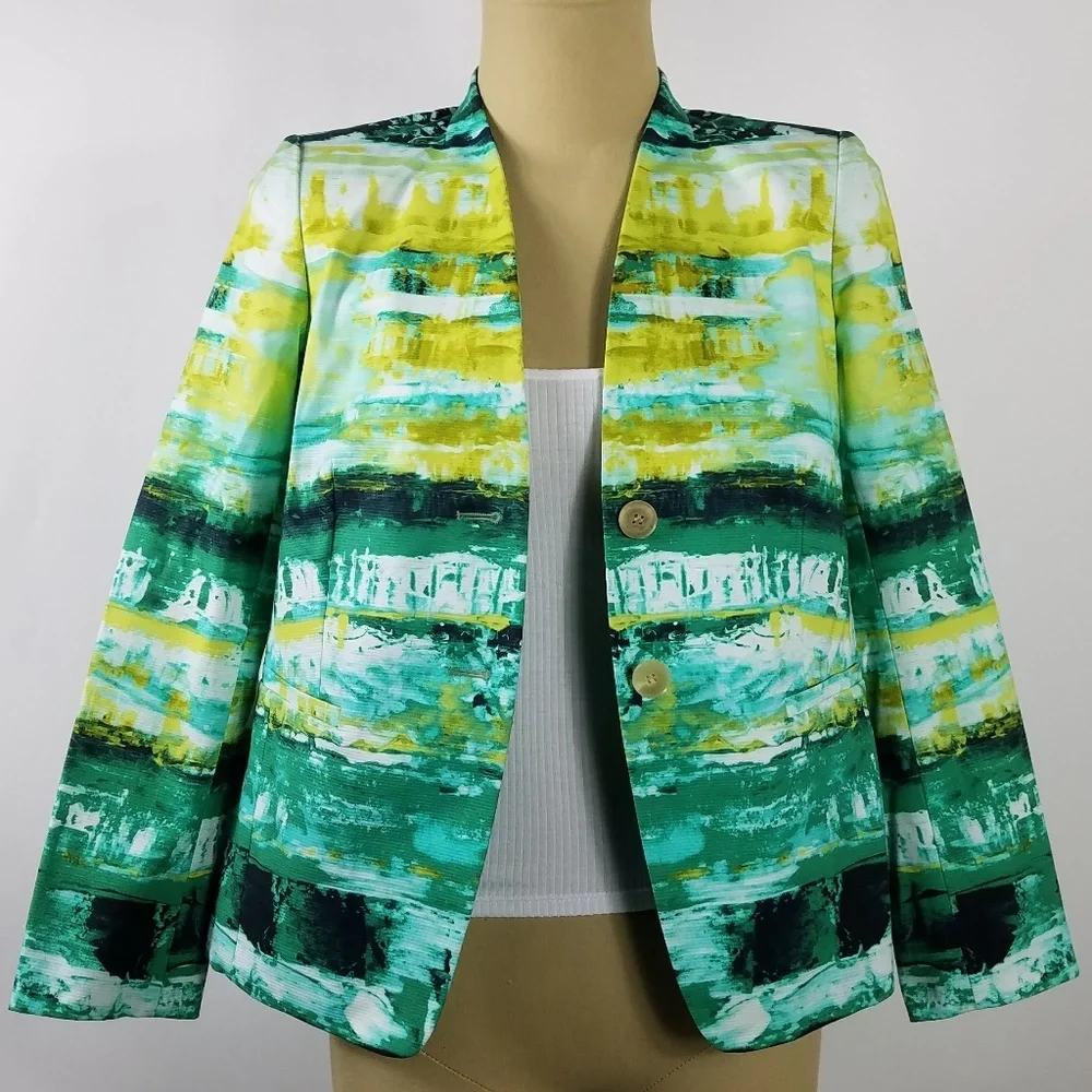 LAFAYETTE 148 Lilith Printed Graphic Aquarium Jacket Blazer - Picture 3 of 6